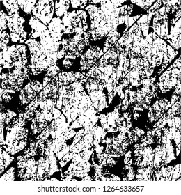 Vector grunge overlay texture. Black and white background. Abstract monochrome image includes a faded effect in dark tones