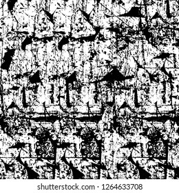 Vector grunge overlay texture. Black and white background. Abstract monochrome image includes a faded effect in dark tones