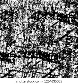 Vector grunge overlay texture. Black and white background. Abstract monochrome image includes a faded effect in dark tones
