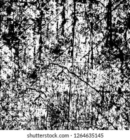 Vector grunge overlay texture. Black and white background. Abstract monochrome image includes a faded effect in dark tones