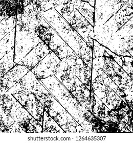 Vector grunge overlay texture. Black and white background. Abstract monochrome image includes a faded effect in dark tones