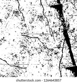 Vector grunge overlay texture. Black and white background. Abstract monochrome image includes a faded effect in dark tones