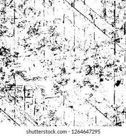 Vector grunge overlay texture. Black and white background. Abstract monochrome image includes a faded effect in dark tones