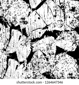 Vector grunge overlay texture. Black and white background. Abstract monochrome image includes a faded effect in dark tones