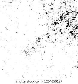 Vector grunge overlay texture. Black and white background. Abstract monochrome image includes a faded effect in dark tones