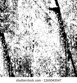 Vector grunge overlay texture. Black and white background. Abstract monochrome image includes a faded effect in dark tones