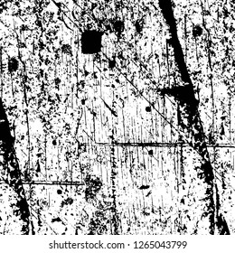 Vector grunge overlay texture. Black and white background. Abstract monochrome image includes a faded effect in dark tones