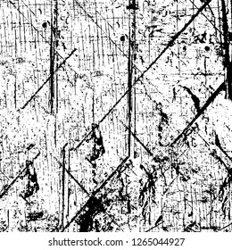 Vector grunge overlay texture. Black and white background. Abstract monochrome image includes a faded effect in dark tones