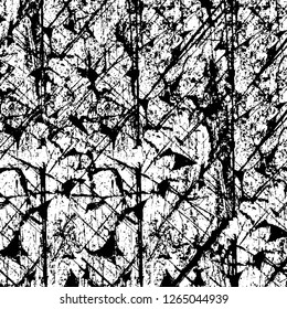Vector grunge overlay texture. Black and white background. Abstract monochrome image includes a faded effect in dark tones