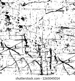 Vector grunge overlay texture. Black and white background. Abstract monochrome image includes a faded effect in dark tones