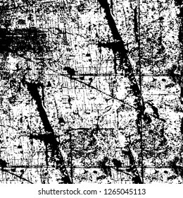 Vector grunge overlay texture. Black and white background. Abstract monochrome image includes a faded effect in dark tones