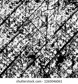 Vector grunge overlay texture. Black and white background. Abstract monochrome image includes a faded effect in dark tones