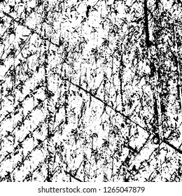 Vector grunge overlay texture. Black and white background. Abstract monochrome image includes a faded effect in dark tones