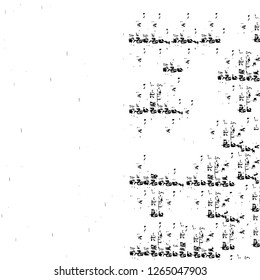 Vector grunge overlay texture. Black and white background. Abstract monochrome image includes a faded effect in dark tones