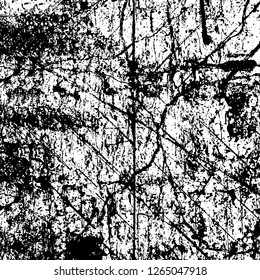 Vector grunge overlay texture. Black and white background. Abstract monochrome image includes a faded effect in dark tones