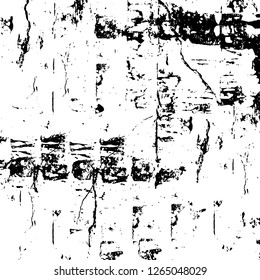 Vector grunge overlay texture. Black and white background. Abstract monochrome image includes a faded effect in dark tones