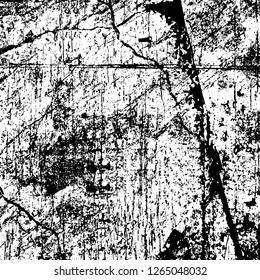 Vector grunge overlay texture. Black and white background. Abstract monochrome image includes a faded effect in dark tones