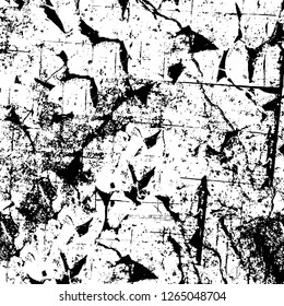 Vector grunge overlay texture. Black and white background. Abstract monochrome image includes a faded effect in dark tones