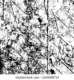 Vector grunge overlay texture. Black and white background. Abstract monochrome image includes a faded effect in dark tones