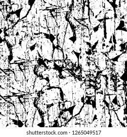 Vector grunge overlay texture. Black and white background. Abstract monochrome image includes a faded effect in dark tones