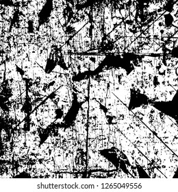 Vector grunge overlay texture. Black and white background. Abstract monochrome image includes a faded effect in dark tones