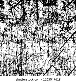 Vector grunge overlay texture. Black and white background. Abstract monochrome image includes a faded effect in dark tones