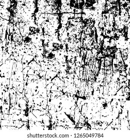 Vector grunge overlay texture. Black and white background. Abstract monochrome image includes a faded effect in dark tones