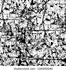 Vector grunge overlay texture. Black and white background. Abstract monochrome image includes a faded effect in dark tones