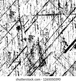 Vector grunge overlay texture. Black and white background. Abstract monochrome image includes a faded effect in dark tones