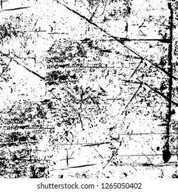 Vector grunge overlay texture. Black and white background. Abstract monochrome image includes a faded effect in dark tones