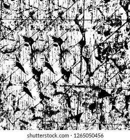 Vector grunge overlay texture. Black and white background. Abstract monochrome image includes a faded effect in dark tones