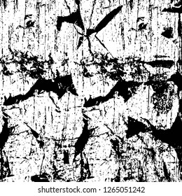 Vector grunge overlay texture. Black and white background. Abstract monochrome image includes a faded effect in dark tones
