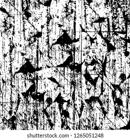 Vector grunge overlay texture. Black and white background. Abstract monochrome image includes a faded effect in dark tones