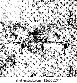 Vector grunge overlay texture. Black and white background. Abstract monochrome image includes a faded effect in dark tones