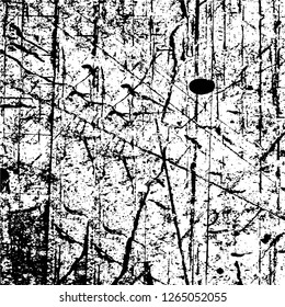 Vector grunge overlay texture. Black and white background. Abstract monochrome image includes a faded effect in dark tones
