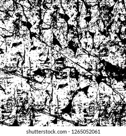 Vector grunge overlay texture. Black and white background. Abstract monochrome image includes a faded effect in dark tones