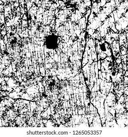 Vector grunge overlay texture. Black and white background. Abstract monochrome image includes a faded effect in dark tones