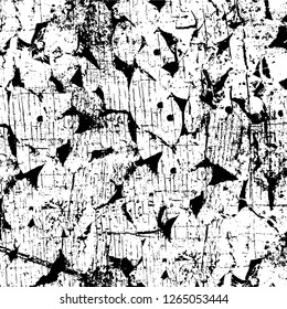 Vector grunge overlay texture. Black and white background. Abstract monochrome image includes a faded effect in dark tones