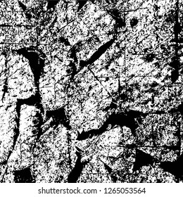Vector grunge overlay texture. Black and white background. Abstract monochrome image includes a faded effect in dark tones