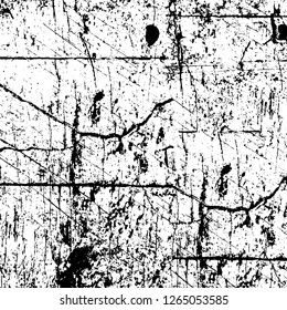 Vector grunge overlay texture. Black and white background. Abstract monochrome image includes a faded effect in dark tones
