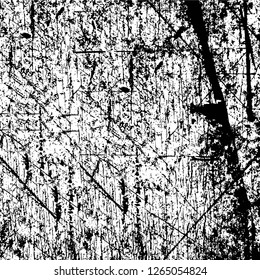 Vector grunge overlay texture. Black and white background. Abstract monochrome image includes a faded effect in dark tones