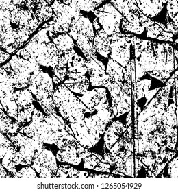Vector grunge overlay texture. Black and white background. Abstract monochrome image includes a faded effect in dark tones