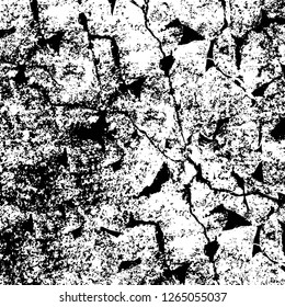 Vector grunge overlay texture. Black and white background. Abstract monochrome image includes a faded effect in dark tones