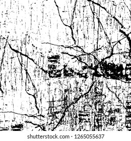 Vector grunge overlay texture. Black and white background. Abstract monochrome image includes a faded effect in dark tones