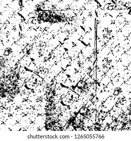 Vector grunge overlay texture. Black and white background. Abstract monochrome image includes a faded effect in dark tones