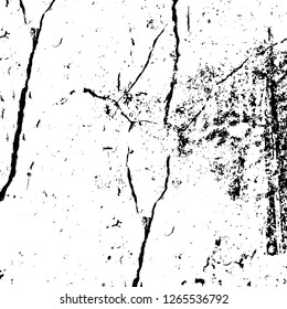 Vector grunge overlay texture. Black and white background. Abstract monochrome image includes a faded effect in dark tones