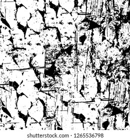 Vector grunge overlay texture. Black and white background. Abstract monochrome image includes a faded effect in dark tones