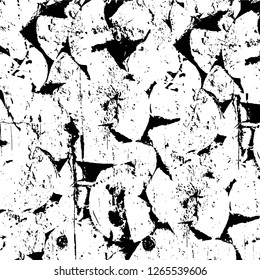 Vector grunge overlay texture. Black and white background. Abstract monochrome image includes a faded effect in dark tones