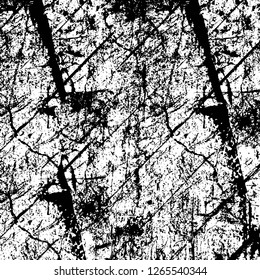 Vector grunge overlay texture. Black and white background. Abstract monochrome image includes a faded effect in dark tones