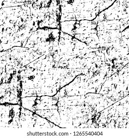 Vector grunge overlay texture. Black and white background. Abstract monochrome image includes a faded effect in dark tones